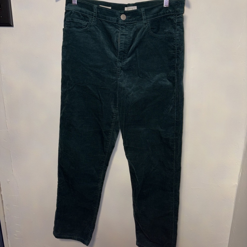 Ann Taylor Loft Women's Pants Size 8 Green Velvet Skinny Straight Stretch